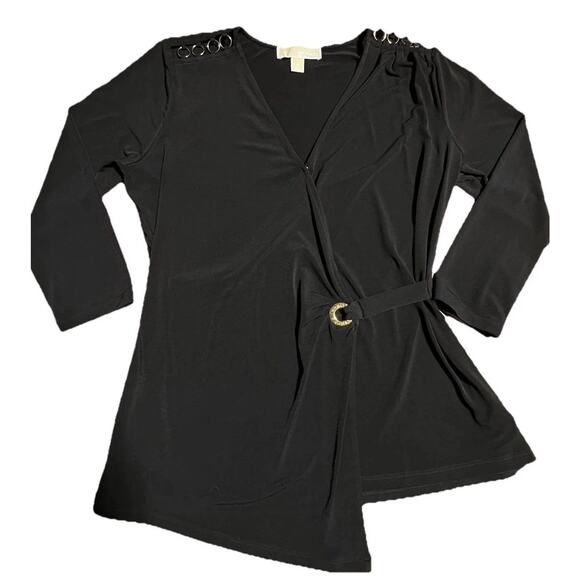 Michael Kors Tops - Womens Michael Kors Black V-neck Long Sleeve Top Size Medium
